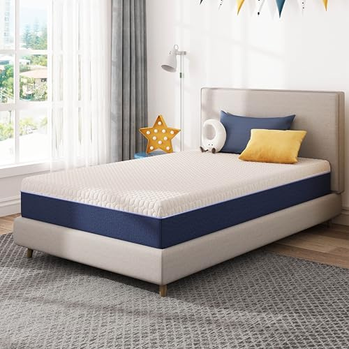 Gelsea 8 Inch Twin Size Mattress for Kids, Gel Cooling Memory Foam Mattress in A Box, Medium Firm Feel for Back Pain Relief, CertiPUR US Certified
