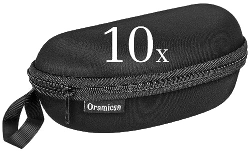 Oramics Hardcase Brillenetui 16x6,5x6cm Schock- und Schlagabsorbierendes Brillen Etui zum Schutz Ihrer Brille Sonnenbrille, Brillencase für Herren und Damen in Schwarz (Neues Design) (10 Etuis)