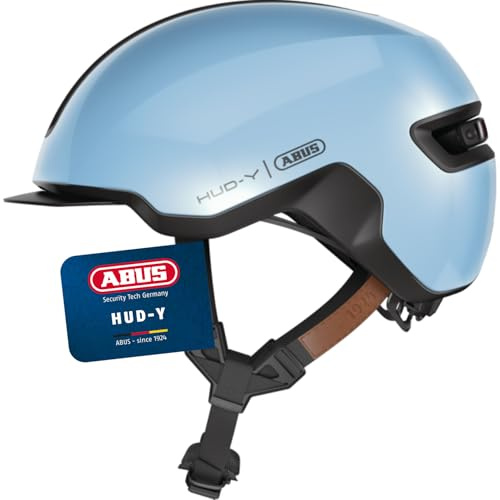 ABUS Urban Helm HUD-Y - mit magnetischem, aufladbarem LED-Rücklicht & Magnetverschluss - Cooler Fahrradhelm für den Alltag - für Damen und Herren