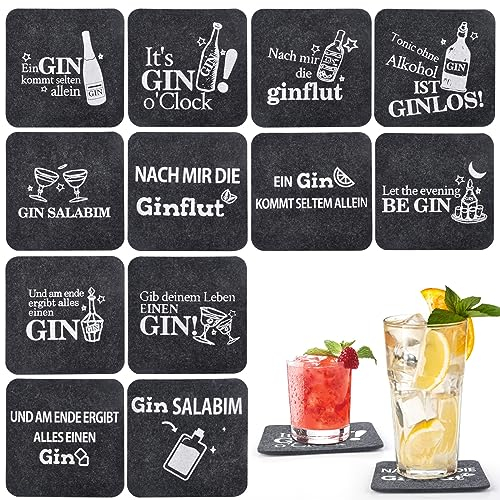Ginebra Posavasos para vasos de ginebra tónica, juego de posavasos de cristal con frascos y fieltro