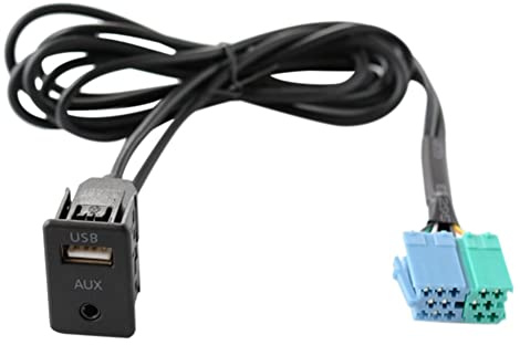 Booso Cable Adaptador de Puerto USB Auxiliar de ExtensióN de Radio Conjunto de Cableado para