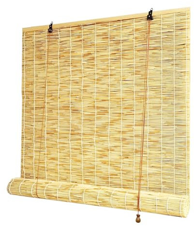 Retro Bambusrollo Balkon 90 100 120 140 160 Cm Breit Natür Bambus Rollo Jalousine Sonnenschutz Sichtschutz Rollo Schilf Vorhang Mit Lifter Bambus Rollo Wetterfest Aussen Für Fenster Tür Garten