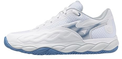 Mizuno Wave Enforce Court AC Women's Tennis Shoe, All Court Tennis Shoe, White-Parisian Blue, US Womens 6