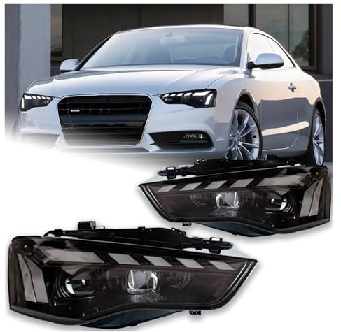WSUMKH Fanale Anteriore Luci Per Auto Per A5 2008-2016 LED Proiettore Fari Lente Animazione DRL Segnale Dinamico Accessori Per Auto Reversese Faro Principale Fari