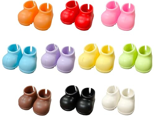 Doll Shoes for 17cm Doll,10 Pairs Cute Mini Shoe Accessories for 17cm Dolls Sitting Standing Series 10 Colors Silicone Doll Rain Shoes Boots