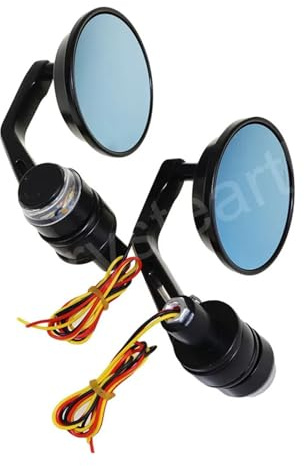 motociclo Manubrio Retrovisore Specchietti Retrovisori Universali Rotondi Da 7/8 22 Mm Per Motociclette, Con Indicatori Di Direzione A LED, Per Estremità Manubrio, Specchietti Laterali Da Caffetteria