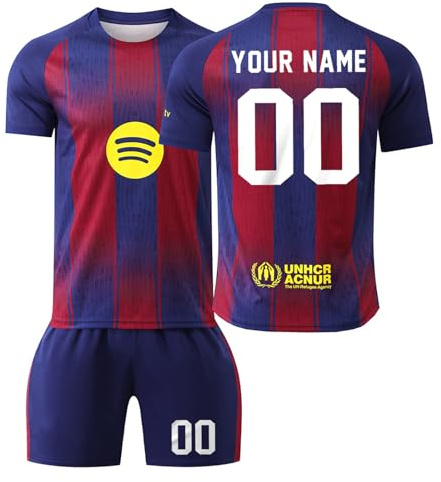 Generico Maglia Calcio Bambino 2025 2026 Maglietta Personalizzata Nome e Numero Uomo da Personalizzare Tuta Allenamento T-Shirt e Pantaloncini Set Regali Ragazzi da Calcio per Tifosi