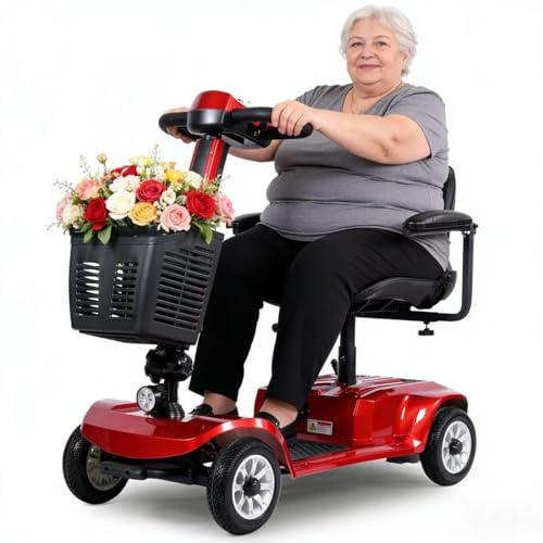 Movcan X-02 4 Wheel Electric Mobility Scooter,Foldable Mobility Scooter for Adults & Seniors,419 LB Heavy Duty,13 Mile Range,360° Swivel Seat,Electromagnetic Brake,Storage Baskets,Indoor & Outdoor Use