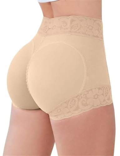 Donne Pizzo Classico Usura Quotidiana Body Shaper Butt Lifter Panty Smoothing Brief, Curvy Fajas Panty, Controllo Della Pancia Shapewear, Beige, M