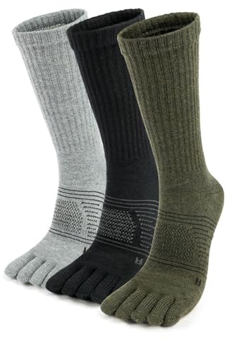 OrrinSports Calzini a dita in lana merino per uomo e donna, calzini da trekking a cinque dita, calzini termici caldi per stivali invernali, 3 paia