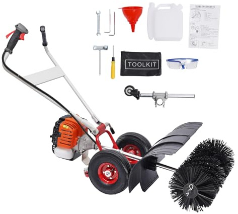 Quitanieves de 52 cc, barredora de gasolina, pala de nieve para exteriores, motor de 2 tiempos, 2,5 CV, con cabezal de cepillo de 52 x 25 cm, pala de nieve y gafas protectoras