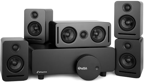 staronce Sistema de sonido inalámbrico 5.1 Dolby Atmos – Sistema de sonido de cine en casa Monaco, WiSA Surround Sound System, sintonizado THX, audio de 24 bits, para TV y Xbox, color negro
