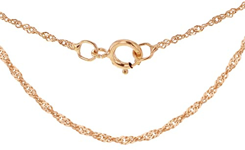 CARISSIMA Women's 9 ct Rose Gold 0.9 mm Diamond Cut Twist Curb Chain Necklace of Length 41 cm/16 Inch