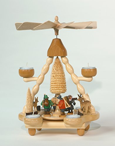 Rudolphs Schatzkiste Teelichtpyramide Waldleute bunt Höhe= 36cm NEU Weihnachtspyramide Tischdekoration Holzpyramide Tischpyramide Dekoration Weihnachten Wärmespiel Lichter Figur Holz Seiffen