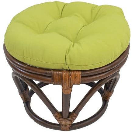 Blazing Needles Solid Twill Round Footstool Cushion, 18, Mojito Lime