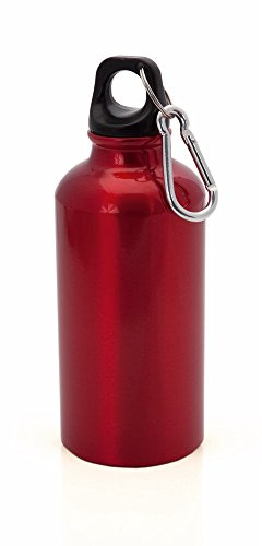 eBuyGB Bouteille d'eau Potable en Aluminium avec Bouchon à vis et Mousqueton 400 ML (Rouge)