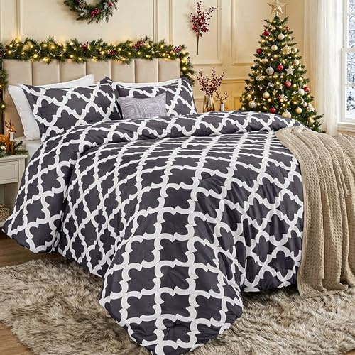 Utopia Bedding Juego de edredón King (Gris) con 2 Fundas de Almohada, Juegos de edredón de Cama, edredón Alternativo de plumón, Suave y cómodo, Lavable a máquina