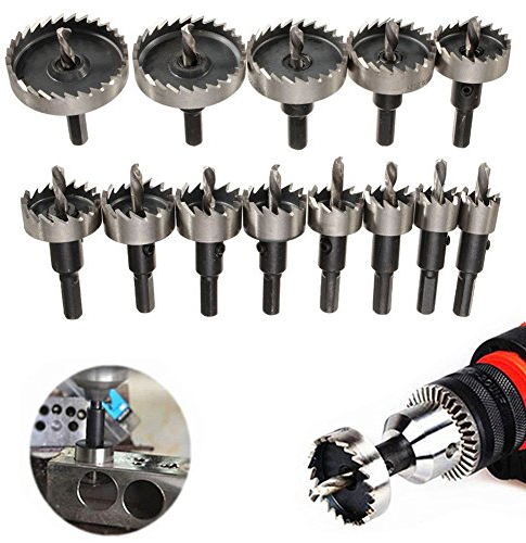 MALAYAS Set di 13 punte con sega a tazza per trapano, in acciaio HSS inossidabile con denti in carburo, per plastica, acciaio, metallo, legno, 16-53 mm