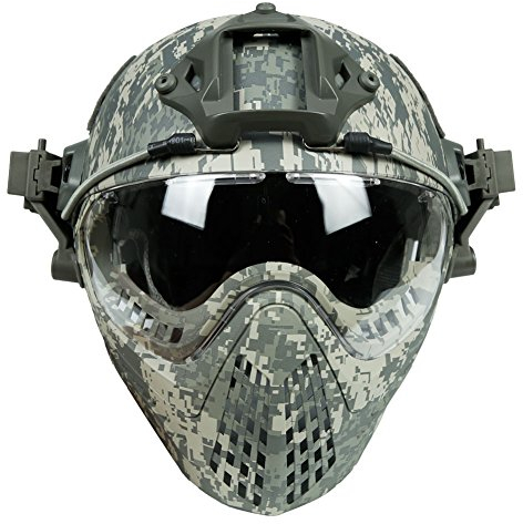 Koyheng Casco de protección Militar Totalmente Cubierto Airsoft Paintball Casco y máscara Gafas Protectoras Casco táctico de Seguridad