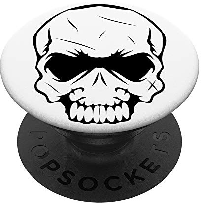 Totenkopf Schädel Weiß PopSockets PopGrip: Ausziehbarer Sockel und Griff für Handys/Tablets mit Tauschbarem Top
