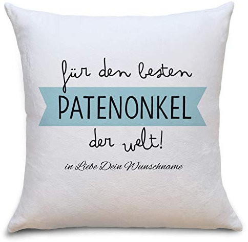 OWLBOOK Bester Patenonkel Flauschige Kissenhülle mit Sprüchen Personalisiert mit Namen Geschenke Geschenkideen für Patenonkel Pate zum Geburtstag