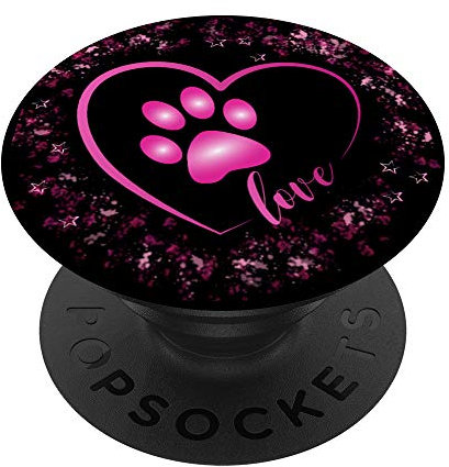 Herz mit Pfote eines Hundevaters oder einer Katzenmutter für Tierliebhaber PopSockets mit austauschbarem PopGrip