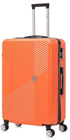 Flymax 24 Medium Suitcase Super Lightweight 4 Wheel Spinner Hard Shell ABS Luggage Hold Check in Travel Case Orange 67L