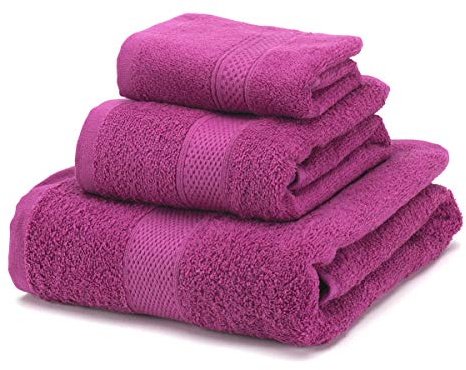 Boncasa - Juego de Toallas - 100% Algodón Peinado (no regenerado) - Calidad Ring Spun - Tacto Suave - 450 gr/m2 (Set 3 Piezas, Malva)