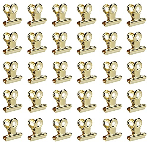 Metallklammern Kleine Bulldogge Büroklammern Multi-function Metall klammern für Fotos, Büros, Küche zu Hause 30 Stück 20mm (Golden)