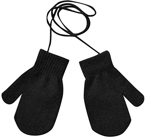 Strickhandschuhe Kinder Baby Handschuhe Gestrickt Baby Fäustlinge Kleinkind Strickhandschuhe für Kinder Mädchen Jungen 1-4 Jahre Winter Warme Winterhandschuhe mit Schnur Fleece-Innenfutter