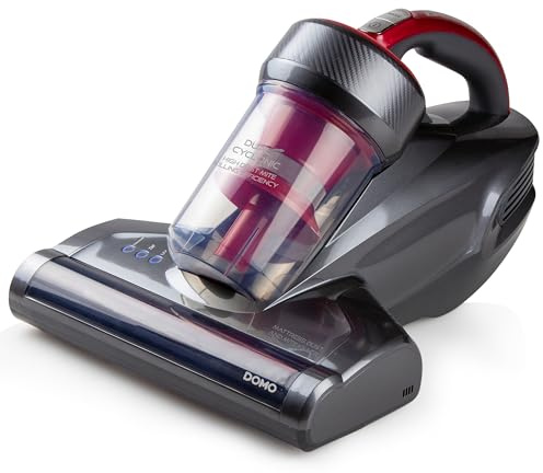 DOMO DO234S Power Brush Bed & Sofa - Milbensauger für Matratzen/Möbelbezüge/Kissen/kleine Teppiche - Mit UV Licht - Entfernt Hausstaubmilben, Bakterien und Haare - inkl. HEPA Filter - 0,5L - 700W