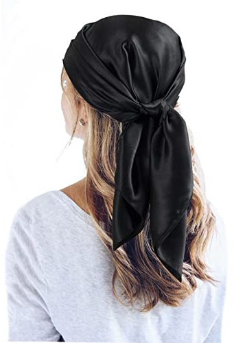 QBSM 35'' Satin Seidentuch – Großes Quadratisches Kopftuch für Frauen, Seidenschal für Haar, Schlaf & Hals (90x90cm)