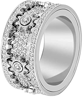 Bague Anti Stress Femme Acier Inoxydable, Bague Spinner Bague D'anxiété Rotative, Anneau Tournant Bague Fidget avec Boîte à Bagues, Soulagement du Stress