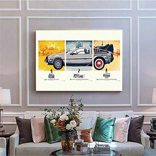 Classic Movie Zurück in die Zukunft Poster Wandkunst Leinwand Gemälde Alternative Film Vintage Bilder zum Aufhängen Wohnkultur 30x40cm(12x16in) mit Rahmen