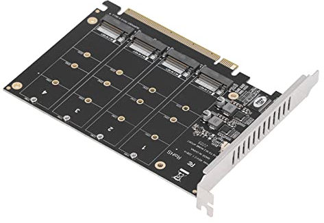 Tarjeta de Expansión de 4 Puertos PCIE X16 de 4x32 Gbps, SSD M.2 NVME a Tarjeta PCIE X16 Soft Raid, PC de Escritorio PH44 con Controlador de Indicador LED Individual Tarjeta de Expansión para