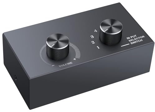 PROZOR Cinch Umschalter 6X1/1X6 Bidirektional Stereo Audio Switch Audio Schalter für DVD, Grammophon, Vorverstärker, CD-Player, Set-Top-Box, Mobiltelefon