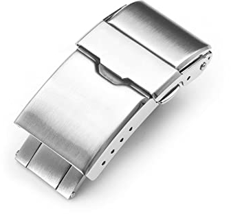 MiLTAT - Hebilla de correa de reloj de acero inoxidable cepillada con cierre de palo de 18 mm, 18, Metal