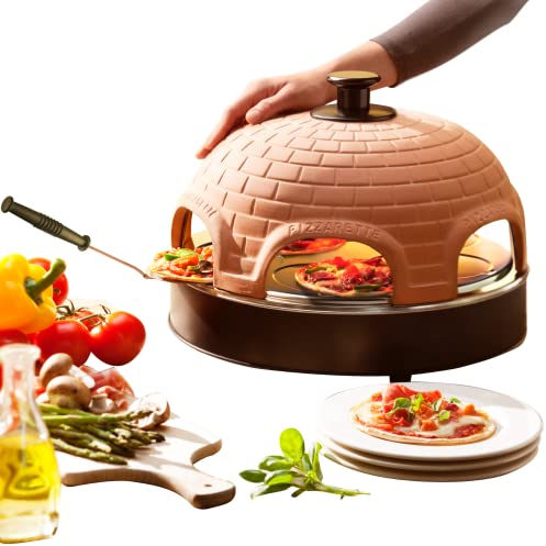 Emerio Pizzaofen PIZZARETTE das Original handgemachte Terracotta Tonhaube mit Hitzereflektor Schild patentiertes Design für Mini-Pizza Familien-Spaß für 6 Personen Funcooking Star Nr.1 | PO-115984.8