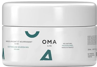 OMA & ME Masque Apaisant Cuir Chevelu Irrité - Nourrit en Profondeur et Apaise les Démangeaisons - Soin Masque Cheveux Irrité au CBD 95% d'Ingrédients d'Origine Naturelle, Fabriqué en France - 250ml
