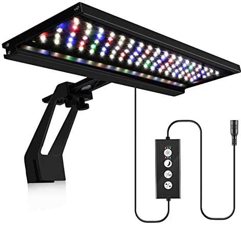 18W Clip-on Aquarium LED Beleuchtung, 24/7 Modus Aquarium Lampe mit Timer, Dimmbare Wasserdicht Aquarium Licht für Wasserpflanzen und Fische