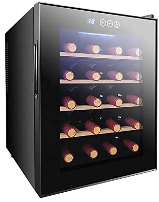 RUYICZB 20 Bottle Wine Cooler Black Large Freestanding Wine Cellar Quiet Digital Temperature Control Fridge Red White Champagne or Sparkling Wine for Kitchen Apartment