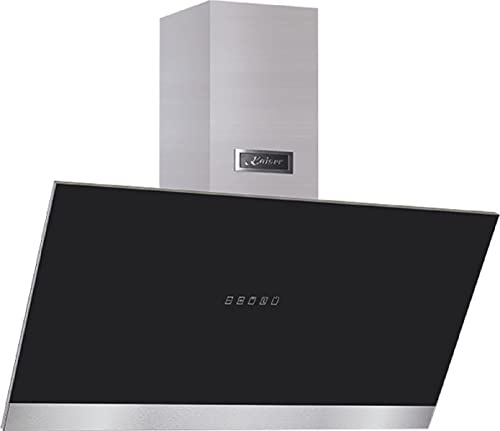 Kaiser AT 9440+Tuyau. Hotte murale 90 cm, tête libre, noir, verre, 1250m³/h, hotte d'évacuation, hotte à recyclage, ouverture électrique, lauréat du German Brand Award 2018