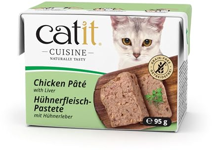 Catit Cuisine Chicken Pâté, Grain Free Wet Cat Food in Gravy, Real Meat Food for Adult Cats, 95g Tetra Pack