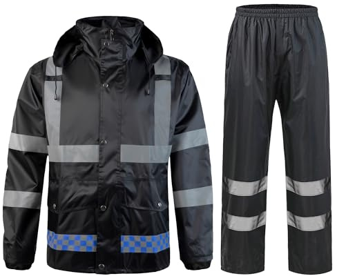 Yukirtiq Impermeabile Unisex Tuta Antipioggia Riflettente Uomo Antipioggia 2 Pezzi Tuta Antipioggia Giacca Impermeabile da Lavoro Alta Visibilità Set di Giacca e Pantaloni da Pioggia