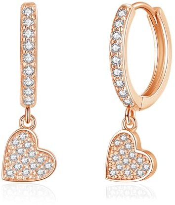 Kamise Creolen Silber Ohrringe Hängend, 925 Sterling Silber Creolen Ohrringe für Damen, Hypoallergen Hängeohrringe mit Stern Herz Schmetterling Anhänger, Kreolen Ohrringe Ohrhänger mit Zirkonia