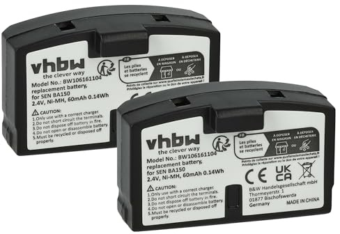 vhbw 2X Batteries Remplacement pour Sennheiser BA151 | BA150, BA152 pour casque audio, écouteurs sans fil (60mAh, 2,4V, NiMH)