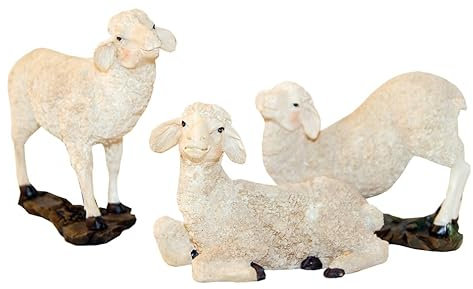 FADEDA 3X Garten Figuren - Schafe aus Polyresin, handbemalt - Deko Schafe Dekofiguren Garten Deko Gartenfiguren für außen, Höhe: 12,8 cm