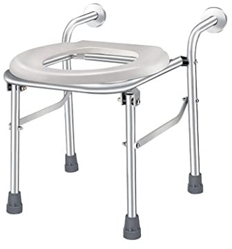 Klappbarer Toiletten-/Duschstuhl, Faltbarer Nachttisch-Toilettenstuhl mit rutschfesten Gummifüßen, tragbarer Duschstuhl, Camping-Toiletten, Toilettensitz aus Aluminiumlegierung, alternativer Toilett
