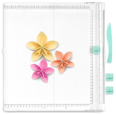 Joselin Planche rainurée et coupe-bordure - Dimensions : 12 x 12 cm - Outil de pliage et de pliage pour la fabrication de cartes, les travaux manuels en papier