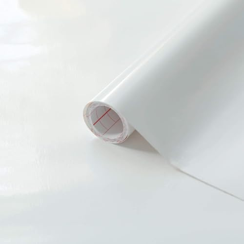 5m x 45cm Plain White Gloss Self-Adhesive Vinyl Decor DIY Arts Craft Furniture